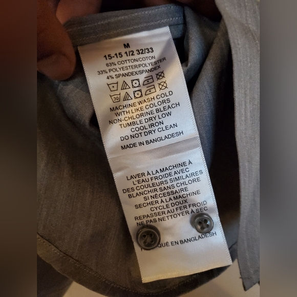 Lucky Brand Grey Long Sleeve Button Front Dress Shirt Men's Size Medium - Picture 5 of 14